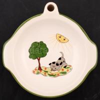 Zell porcelán melegentartó tál cicás díszítéssel, matricás, jelzett, máz alatti hajszálrepedésekkel,...