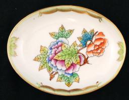 Herendi Viktória mintás porcelán tálka, kézzel festett, jelzett, hibátlan, 10x7,5 cm
