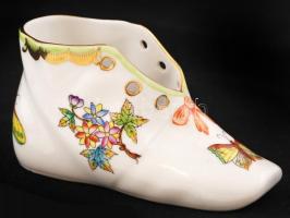 Herendi Viktória mintás kis cipő, kézzel festett, jelzett, hibátlan, 10x4x5,5 cm