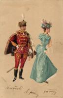 1899 Magyar tisztek a bálban / Hungarian military officers at the ball; Kosmos 192. litho s: Geiger R. (EK)
