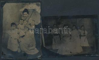 2 db régi családi fotó, ferrotípia, 9×6 ill. 6,5×9 cm