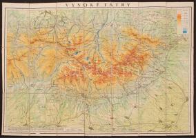 cca 1910 Tátra domborzati térkép, vászonra kasírozva, hajtogatva, 61x82cm