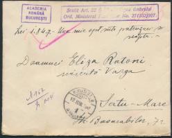 Portómentes levél a Tudományos Akadémiától, Cover without postage due from Academy of Sciences