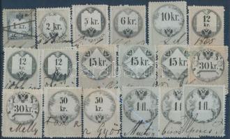 18 db osztrák okmánybélyeg