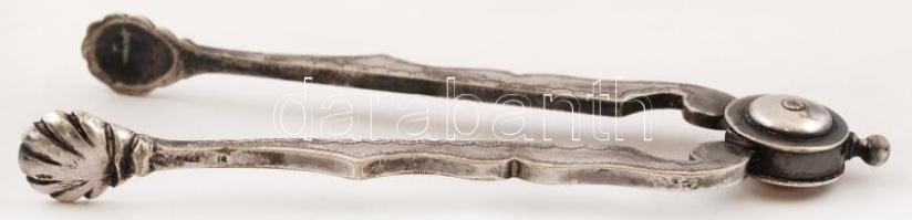 Díszes, ezüstözött fém cukorfogó, jelzett, h: 15 cm