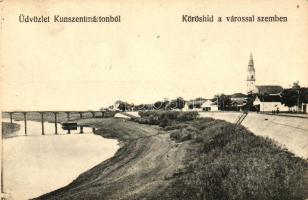 Kunszentmárton, Körös híd a várossal szemben; Sáray Szabó Albert felvétele