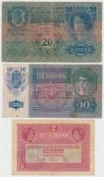 1913. 20K + 1915. 10K + 1917. 2K mindhárom "KOMÁROM MEGYE KOCS KÖZSÉG GESZTESI-JÁRÁS" T:III,III-