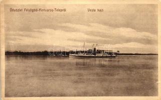 Felsőgöd, Kertváros-telep, Vesta hajó, hátoldalon telek eladási iroda reklám (EK)