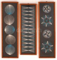 Jelzés nélkül: Formák (3db), cérna, karton, üvegezett keretben, 12×46 cm