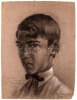 Kis Fehér jelzéssel: Önarckép 923. Vegyes technika, papír (apró szakadásokkal), 40×30 cm