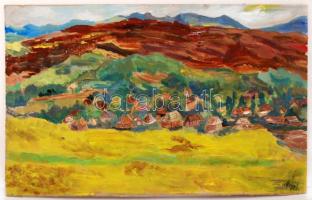 Nagy jelzéssel: Falu a völgyben. Olaj, karton, 34×54 cm
