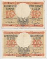 Albánia / Olasz megszállás 1940. 10L (2x) T:III Albania / Italian occupation 1940. 10 Lek (2x) C:F