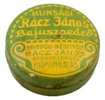 Kunsági Rácz János Bajuszpedrő fém dobozkája, d: 3,5 cm