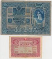 1902. 1000K piros "MAGYARORSZÁG" körbélyegzővel + 1917. 2K mindkettő valószínűleg hamis &q...