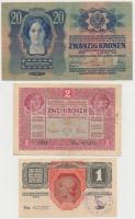 1913. 20K + 1916. 1K + 1917. 2K mindhárom "TOLNA VÁRMEGYE BONYHÁD KÖZSÉG 1919" felülbélyeg...