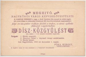 1903 Nagykőrös a Rákóczi szabadságharc évfordulójára tartott díszközgyűlés meghívója