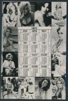 1977 Retró szépségek, finoman erotikus kártyanaptár fotója, 9,5x6,5cm