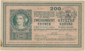 1918. 200K "A 1031" sima hátlappal, "BIHAR VÁRMEGYE VÁRADSZENTMÁRTON KÖZSÉG 1910" felülbélyegzéssel T:III