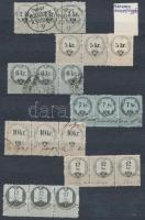1860 Okmánybélyegek, 6 db klf hármascsíkban