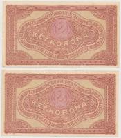 1920. 2K (2x) sorszámkövetők, mindkettő valószínűleg hamis "PUSZTA TOMAJI URADALOM" felülb...