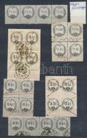 1860 Okmánybélyegek, 6 db klf négyes összefüggés