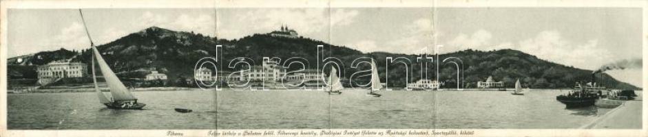 Tihany, Dr. Vigyázó János felvétele; három részes panoráma képeslap / panoramacard