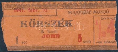 1941 Bodograf-Mozgó körszék belépőjegy Irland zsarnoka c. előadásra, 4x9cm
