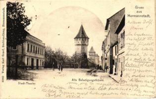 Nagyszeben, Régi vártorony, Városi színház / tower, theatre (lyukak / pinholes)