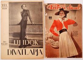 1936-1939 2 db divatlap egy-egy száma: Az Új Idők divatlapja 1936 tél; Párisi divat, 2. szám, számos...
