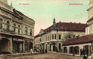 Kézdivásárhely, Református bérpalota, Rácz András liszt és termény üzlete, Zalaváry Béla üzlete; kiadja Turóczi László / palace, shops