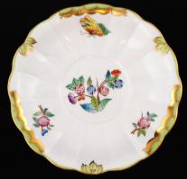 Herendi Viktória mintás halas kínáló, kézzel festett, jelzett, hibátlan, m:9,5 cm, d:14,5 cm