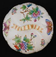 Herendi Viktória mintás bonbonier, kézzel festett, jelzett, hibátlan, d:17 cm, m:9 cm