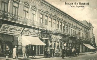 Botosani, Calea Nationala / street, shop of Samuel Marcovici and Fiu, Fratii A and I. B. Costescki, La Luvru (EB)