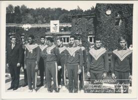 1968 Vízilabdázók, fotó oroszul feliratozva, 13x18cm