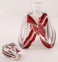 Dekoratív likőrös készlet, sérült dugóval, több rétegű, metszett, m:24 cm, m:6 cm