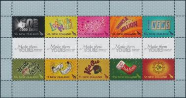 Üdvözlőbélyeg kisív, Greeting stamp minisheet