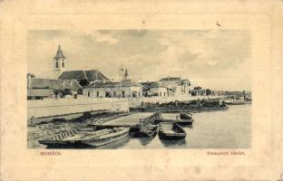 Mohács, Duna part, csónakok, templom (fl)