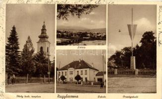 Nagyberezna, Görög katolikus templom, Iskola, Országzászló / Greek Catholic church, school, flag (EB)