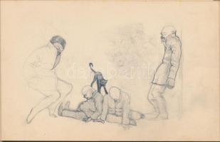 Gy. Nemes András (?-?): Vázlatok, kisméretű vázlatfüzet számos különféle érdekes vázlatrajzzal, vegy...