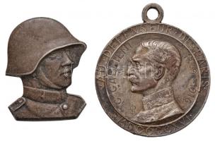Franciaország 1916. "Gallieni - Párizs védelmezője" ezüstözött Br emlékérem füllel (31mm) + Svájc 1940. "Katonai Karácsony" fém jelvény (27x21mm) T:2,2- France 1916. "Gallieni - Au Defenseur de Paris" silver plated Br commemorative medal with ear (31mm) + Switzerland 1940. "Soldaten Weihnacht" metal badge (27x21mm) C:XF,VF