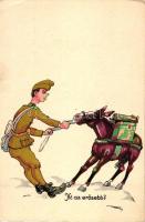 Ki az erősebb / WWI Hungarian military humour, artist signed (EK)