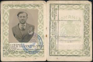 1935 Fényképes román igazolvány, Buletin de Inscriere la Biuroul populatiei, 11x8 cm
