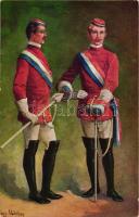 Die Herren Chargierten, Studentenleben Blatt 7. / Studentica, German academic fencing s: G. Mühlberg