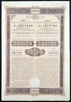 Budapest 1905. "Budapesti Közúti Vaspálya Társaság" 4% kölcsön részlet-kötvénye 1000K-ról, szelvényekkel és szárazpecséttel T:III