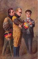 Mensurpause, Studentenleben Blatt 15. / Studentica, German academic fencing s: G. Mühlberg (EK)