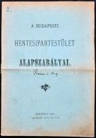 1891 A Budapesti Hentesipartestület alapszabályai magyar ill., német nyelven. Kissé viseltes állapotban, pp.:2x14, 20x14cm