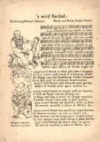 10 db RÉGI motívumlap; német zenés kottás lapok / 10 old motive cards; German sheet music cards