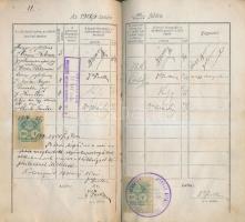 1900 A kolozsvári Ferenc József Tudományegyetem joghallgatójának fényképes leckekönyve, benne ismert emberek aláírásával: Óvári Kelemen, Werner Rezső, stb.