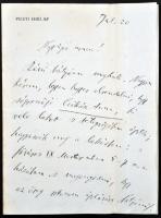 Porzsolt Kálmán  (1860-1940) író, újságíró, színigazgató; a Petőfi Társaság tagjának saját kézzel írt kérelme, 21x15cm
