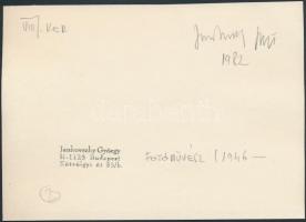 1982 Jankovszky György(1946-): Budapest VIII. ker. Futó utca-Nap utca sarka, pecséttel jelzett, feli...